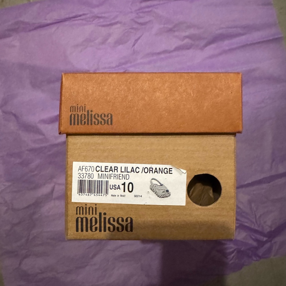 Mini Melissa Orange Criss-Cross Sandals - Picture 2 of 2